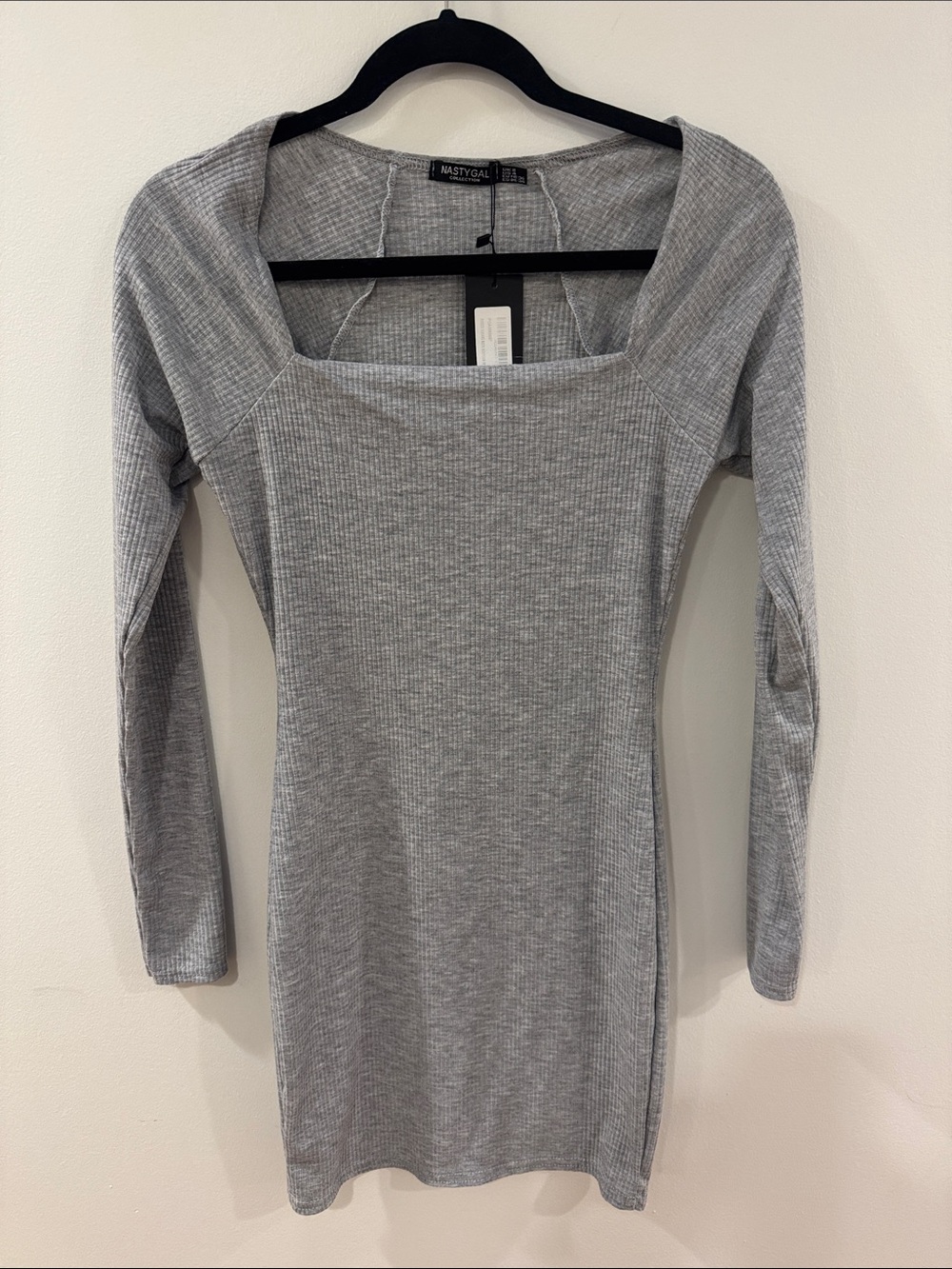 Nasty Gal Ribbed Grey Bodycon Dress